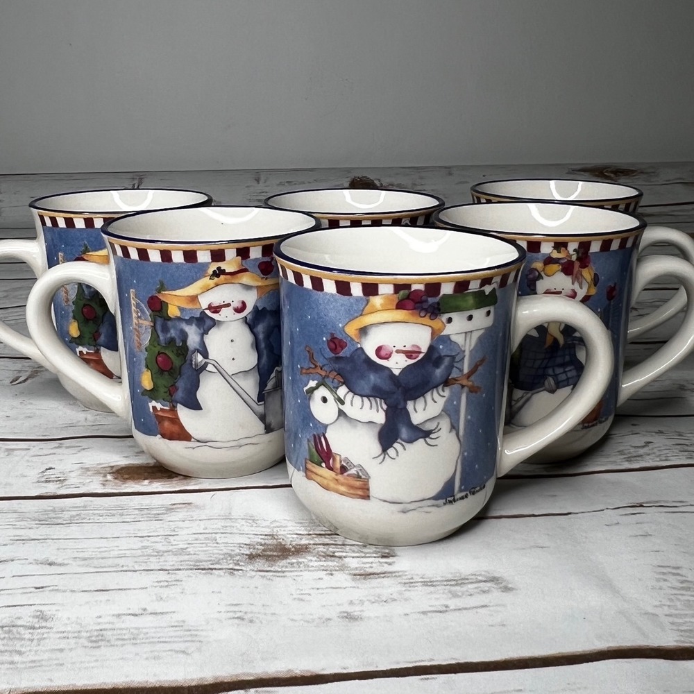 Blue Snowman Winter's Garden by J. Wecker Frisch Mug Set (6) - Picture 1 of 11